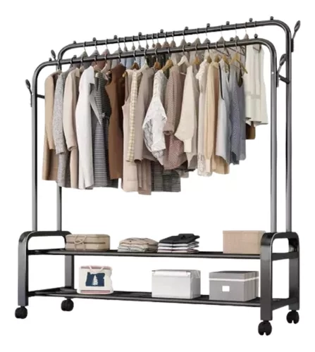 PERCHERO ORGANIZADOR COLGANTE DE ROPA DOBLE - 1