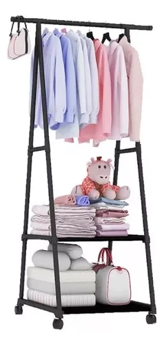 PERCHERO ORGANIZADOR DE ROPA ARMABLE 2 NIVELES Y COLGANTE - 1