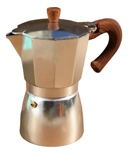 CAFETERA ITALIANA 6 TAZAS PLATEADA FUEGO ELÉCTRICA GRECA - 1