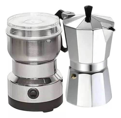 MOLEDOR ELÉCTRICO DE CAFÉ + CAFETERA ITALIANA GRECA 9 TAZAS - 1