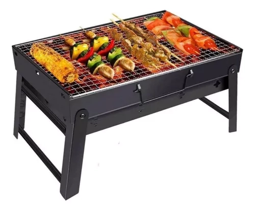 MINI PARRILLERA PORTÁTIL PLEGABLE DE CARBÓN PARRILLERA ASADO COLOR NEGRO - 1