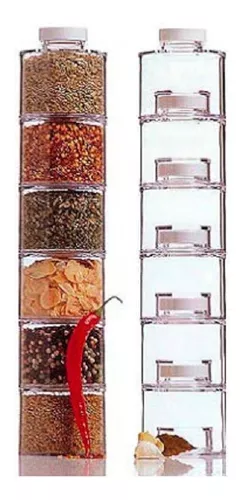 ESPECIERO CONDIMENTOS MODULAR TORRE 6 FRASCOS ACRÍLICOS - 1