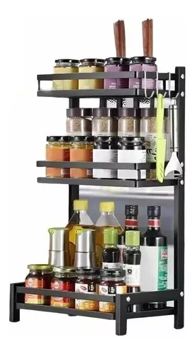 ORGANIZADOR COCINA ESPECIERO RACK 3 NIVELES ESPECIAS METAL - 1