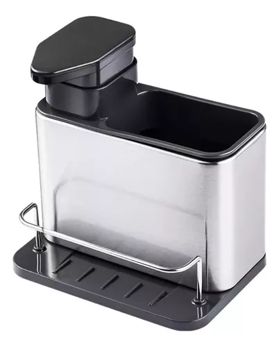 DISPENSADOR JABÓN 3 EN 1 COLOR PLATEADO - 1