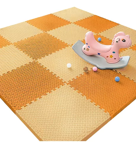 SET 8 ALFOMBRA PISO GOMA EVA BEBÉ BABYNEST 10MM 60 X 60 CM NARANJO BEIGE - 1