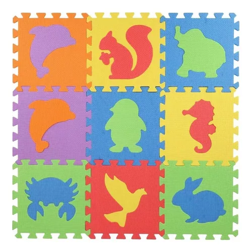 PACK 10 ALFOMBRA PISO ANIMALES PUZZLE GOMA EVA 30 X 30 CM - 1