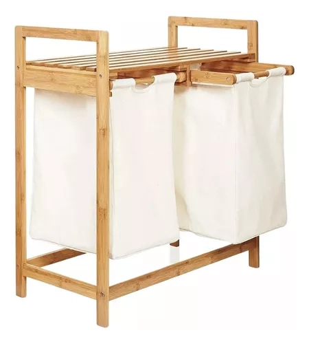 CESTA CANASTO DE ROPA SUCIA CON SOPORTE DE BAMBU 73 CM - 1