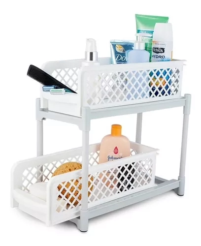 CESTAS ORGANIZADORAS DOS NIVELES CAJONES REPISAS COCINA BAÑO - 1