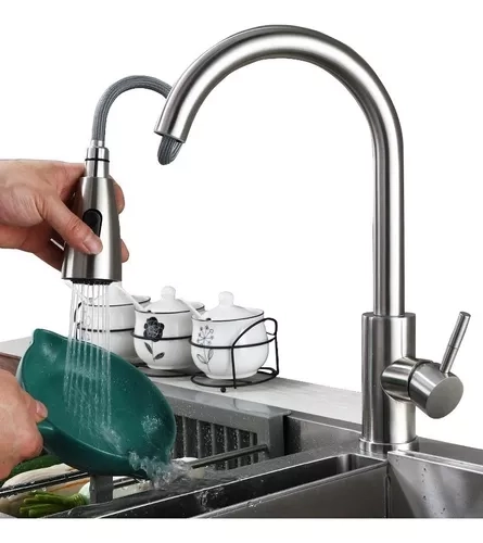LLAVE MONOMANDO LAVAPLATOS FLEXIBLE RETRACTIL + ENVIO GRATIS - 1