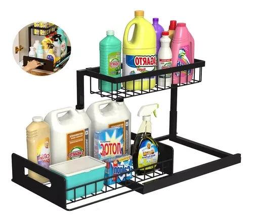 ORGANIZADOR BAJO LAVAPLATOS EXTRAÍBLE COCINA BAÑO MULTIUSO - 1