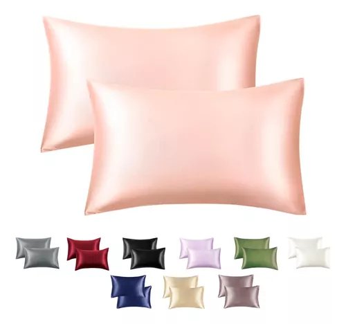 SET 2 FUNDA ALMOHADA SATIN SATEN TIPO 100 O 76 CM SEDA ROSADO - 1