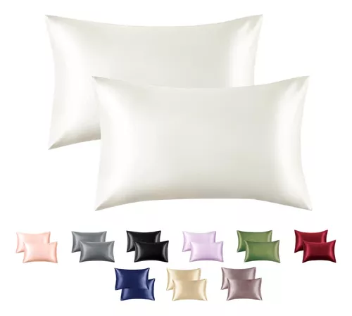 SET 2 FUNDA ALMOHADA SATIN SATEN TIPO 100 O 76 CM SEDA BLANCO - 1
