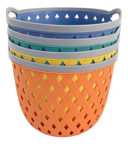 CANASTO ORGANIZADOR BAÑO COCINA MULTIUSO REDONDO S 19X15CM - 1
