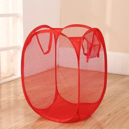 CESTO CANASTO LAVANDERO PLEGABLE MESH MALLA RED ROPA JUGUETE - 1