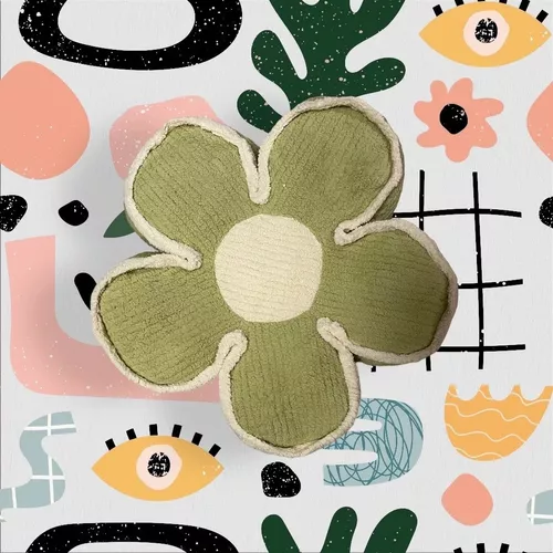 COJÍN DECORACIÓN LIVING COMEDOR DISEÑO FLOR VERDE - 1