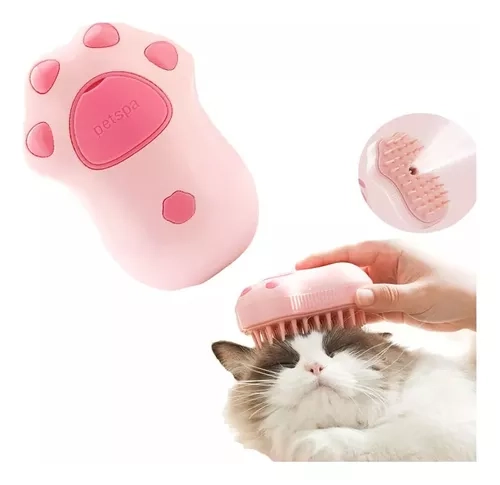 CEPILLO AUTOMÁTICO PARA GATOS A VAPOR 3 EN 1 ROSADO - 1
