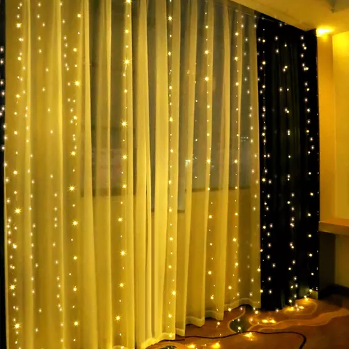 LUCES LED UNICO CORTINAS DECORATIVAS BLANCO SERIE 300 USB 8 MODELO 3X3M - 1