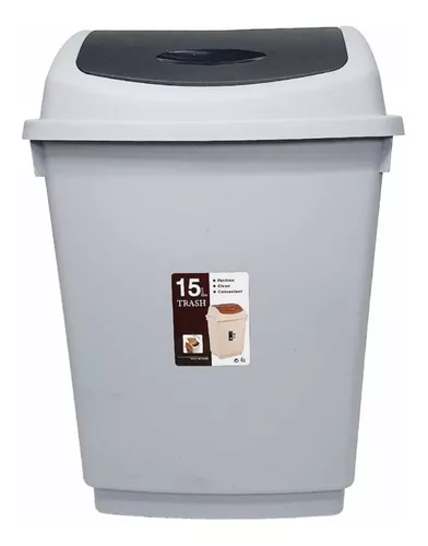 BASURERO PAPELERO COCINA BAÑO OFICINA 15 LITROS TAPA VAIVEN - 1