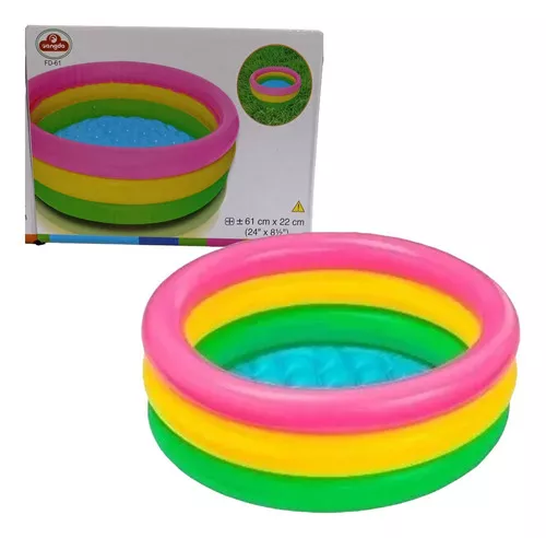 PISCINA INFLABLE BEBE 3 ANILLOS ACOLCHADA 61CM ANCHO 22 ALTO COLOR MULTICOLOR - 1