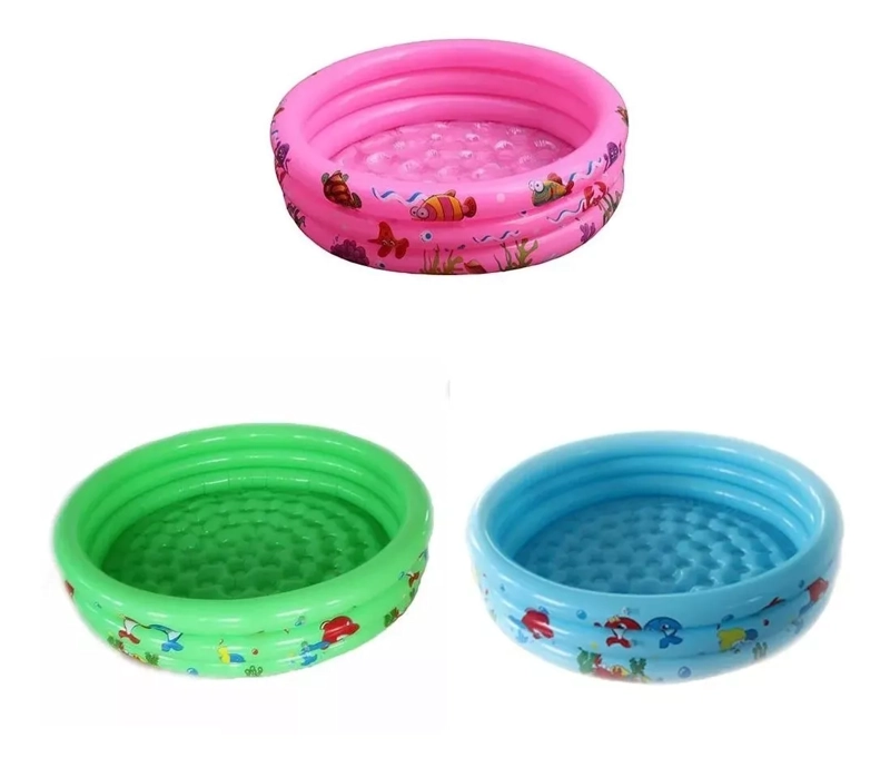 PISCINA INFLABLE PLÁSTICO BEBÉ 3 ANILLOS 80 X 35 CMS VERANO - 1