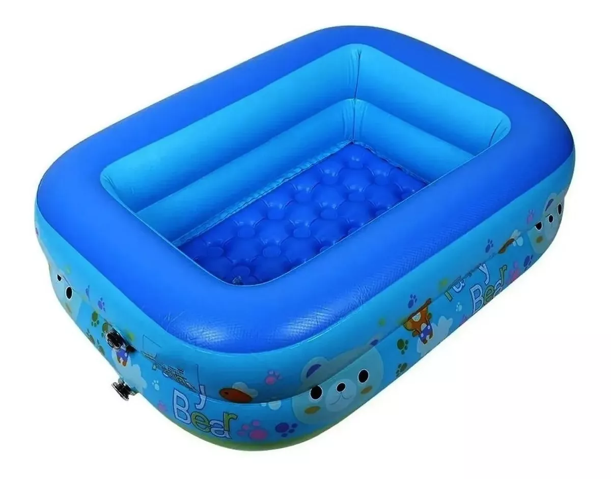 PISCINA INFLABLE 1.2MTS RECTANGULAR FONDO ACOLCHADA COLORES - 1