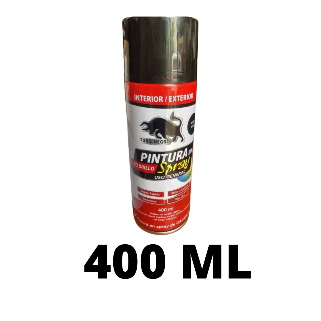 PINTURA AEROSOL SPRAY NEGRO MATE USO GENERAL 400ML - 1