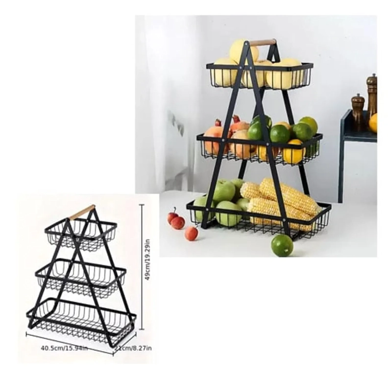 CESTA ORGANIZADORA COCINA 3 NIVELES NEGRO - 1