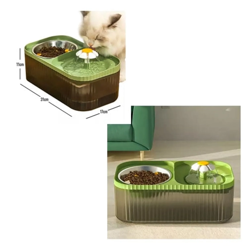 ALIMENTADOR Y BEBEDERO PARA GATOS Y MASCOTAS COLOR BLANCO - 1