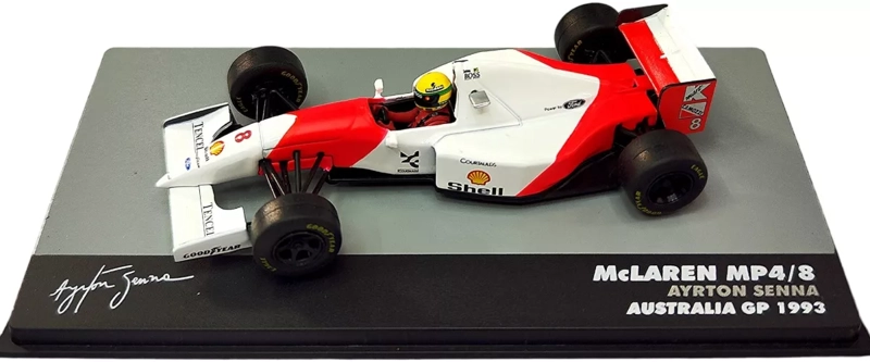 AUTO FORMULA 1 Mclaren MP4/8 1993 #8 Ayrton Senna Caja Acrilica IXO 1:43 - 3