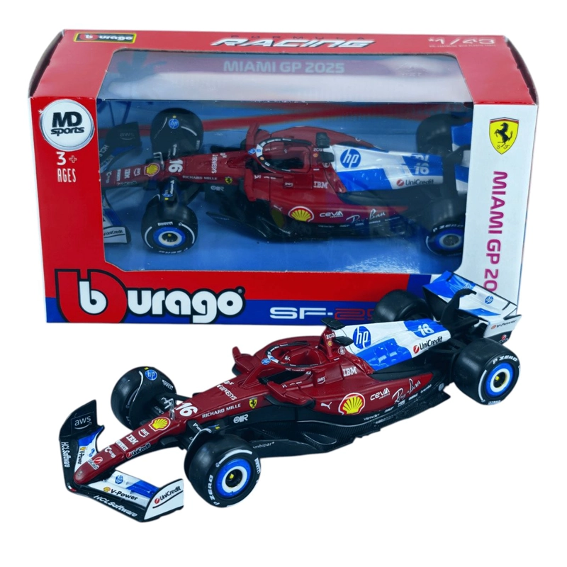 AUTO F1 FERRARI SF-25 GP MIAMI 2025 #16 CHARLES LECLERC CAJA NORMAL BURAGO 1:43 - 5