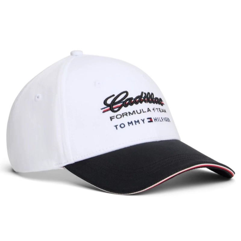 GORRO JOCKEY TOMMY HILFIGER LOGO CADILLAC F1 TEAM OFICIAL 2026 SCRIPT BLANCO/NEGRO - 1