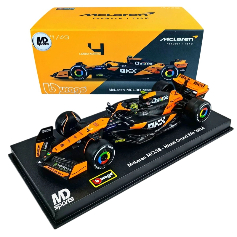 Auto F1 Mclaren MCL38 2024 Miami #4 Norris Caja Acril 1:43 - 1