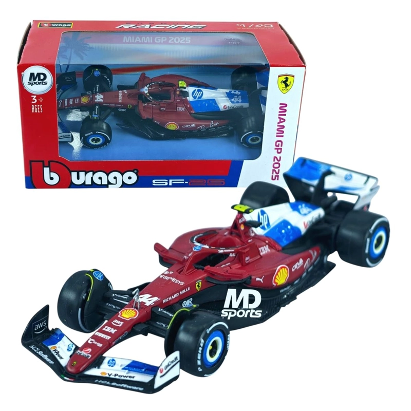 FERRARI SF-25 GP MIAMI 2025 #44 LEWIS HAMILTON CAJA NORMAL BURAGO 1:43 - 1