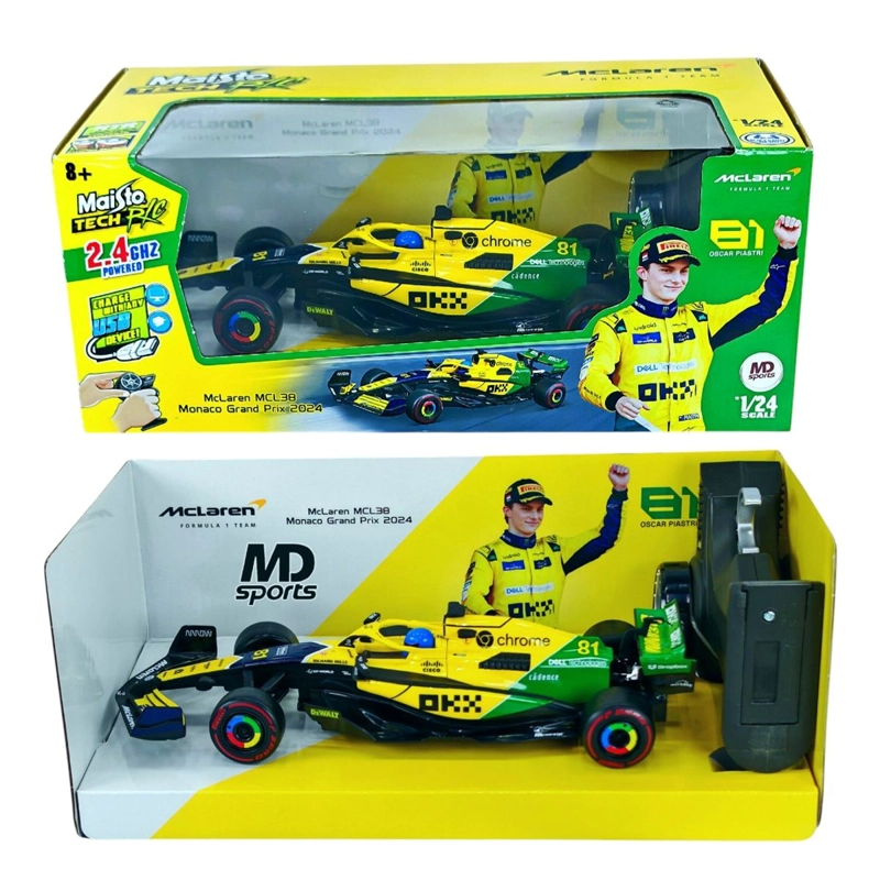 AUTO F1 MCLAREN CONTROL REMOTO MCL38 SENNA LIVERY MONACO GP #81 OSCAR PIASTRI MAISTO 1:24 - 2