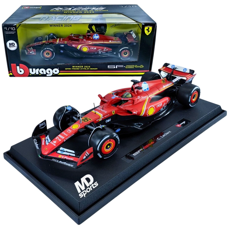 AUTO F1 FERRARI SF-24 GP MONZA 2024 #16 CHARLES LECLERC CAJA NORMAL BURAGO 1:18 - 1