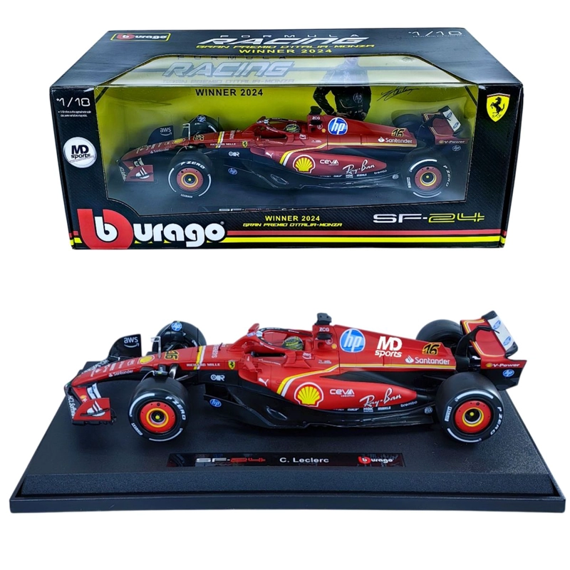 AUTO F1 FERRARI SF-24 GP MONZA 2024 #16 CHARLES LECLERC CAJA NORMAL BURAGO 1:18 - 3