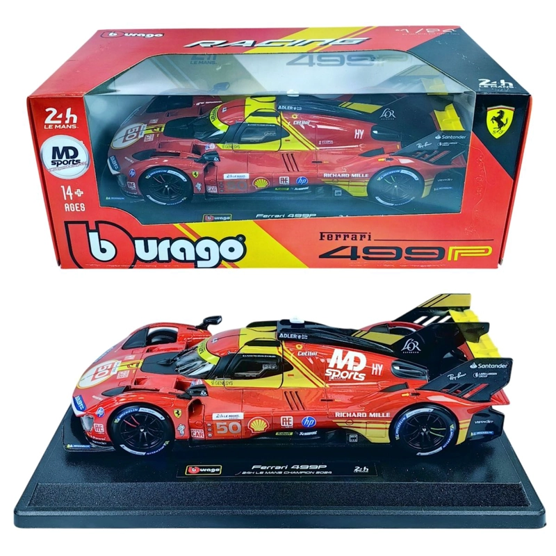 AUTO LEMANS FERRARI 499P LM 2024 #50 CAJA NORMAL BURAGO ESCALA 1:24 - 3