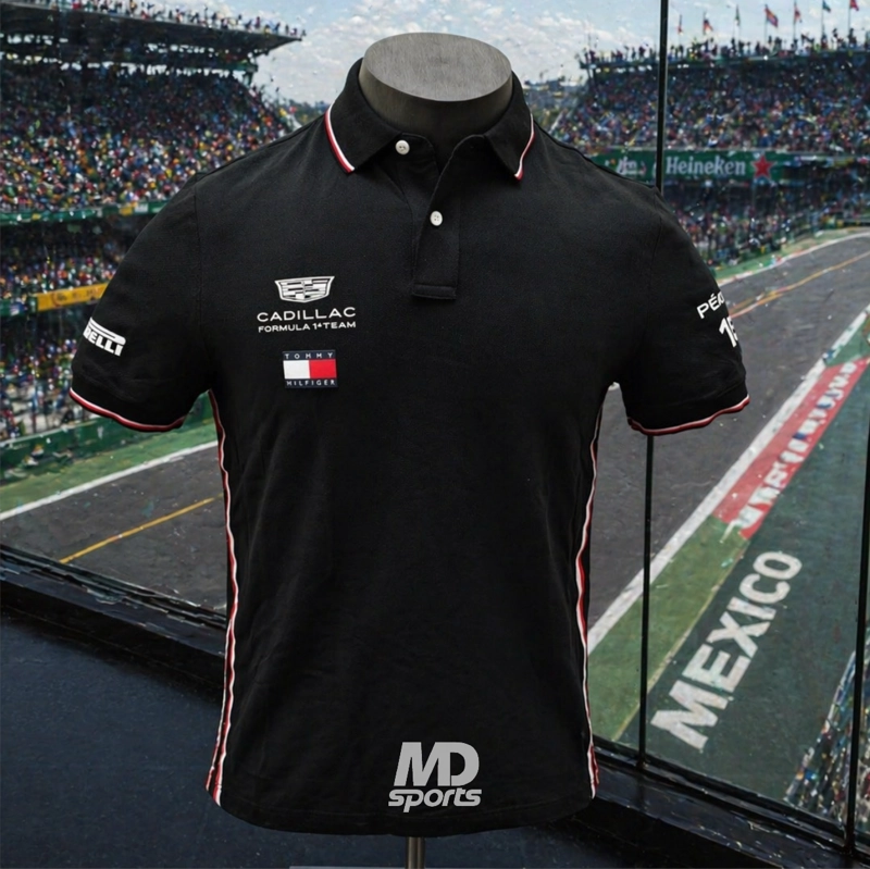 POLERA POLO TOMMY HILFIGER CADILLAC F1 TEAM CHECO PEREZ OFICIAL 2026 NEGRO - 1