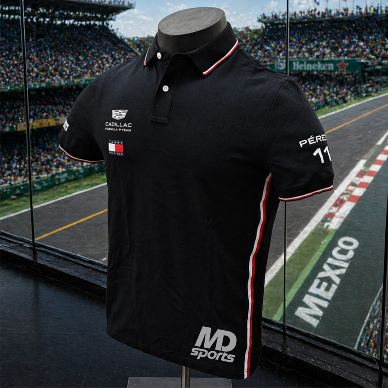 POLERA POLO TOMMY HILFIGER CADILLAC F1 TEAM CHECO PEREZ OFICIAL 2026 NEGRO - 2