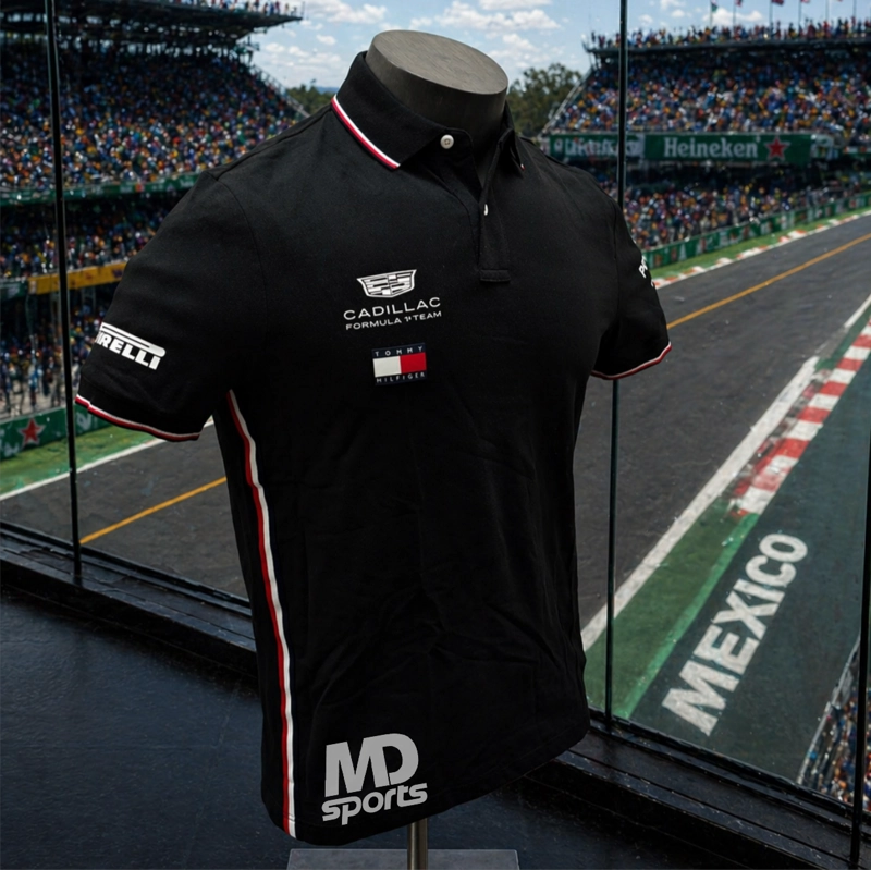POLERA POLO TOMMY HILFIGER CADILLAC F1 TEAM CHECO PEREZ OFICIAL 2026 NEGRO - 3