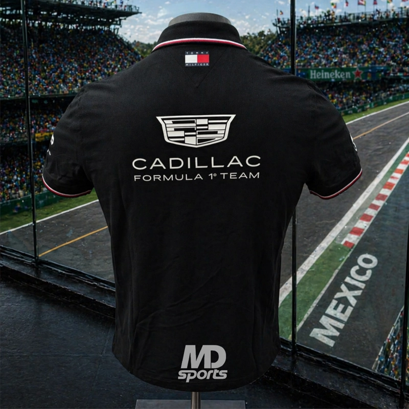 POLERA POLO TOMMY HILFIGER CADILLAC F1 TEAM CHECO PEREZ OFICIAL 2026 NEGRO - 4