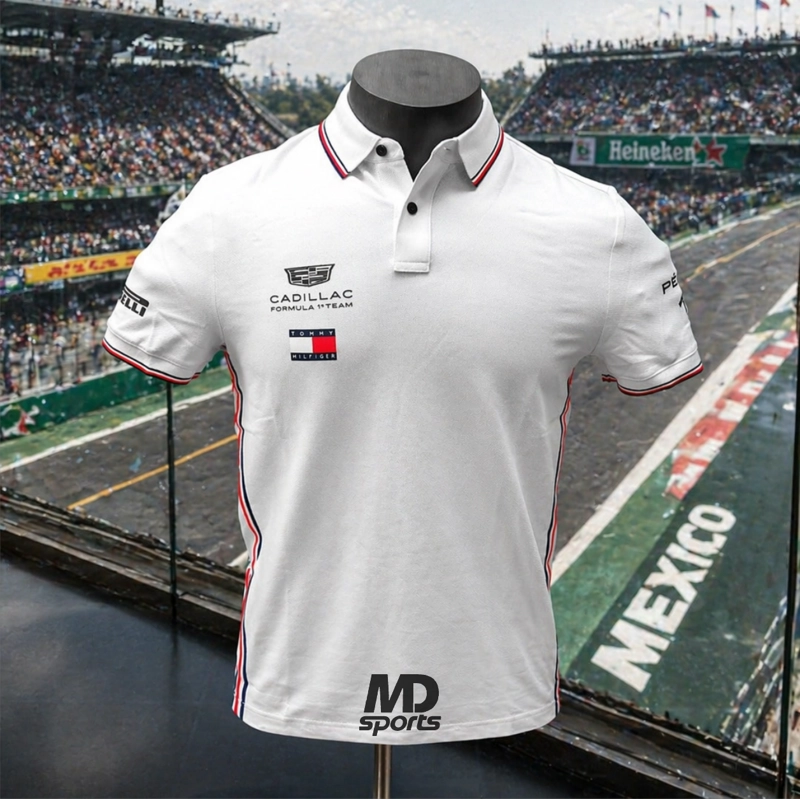POLERA POLO TOMMY HILFIGER CADILLAC F1 TEAM CHECO PEREZ OFICIAL 2026 BLANCO - 1