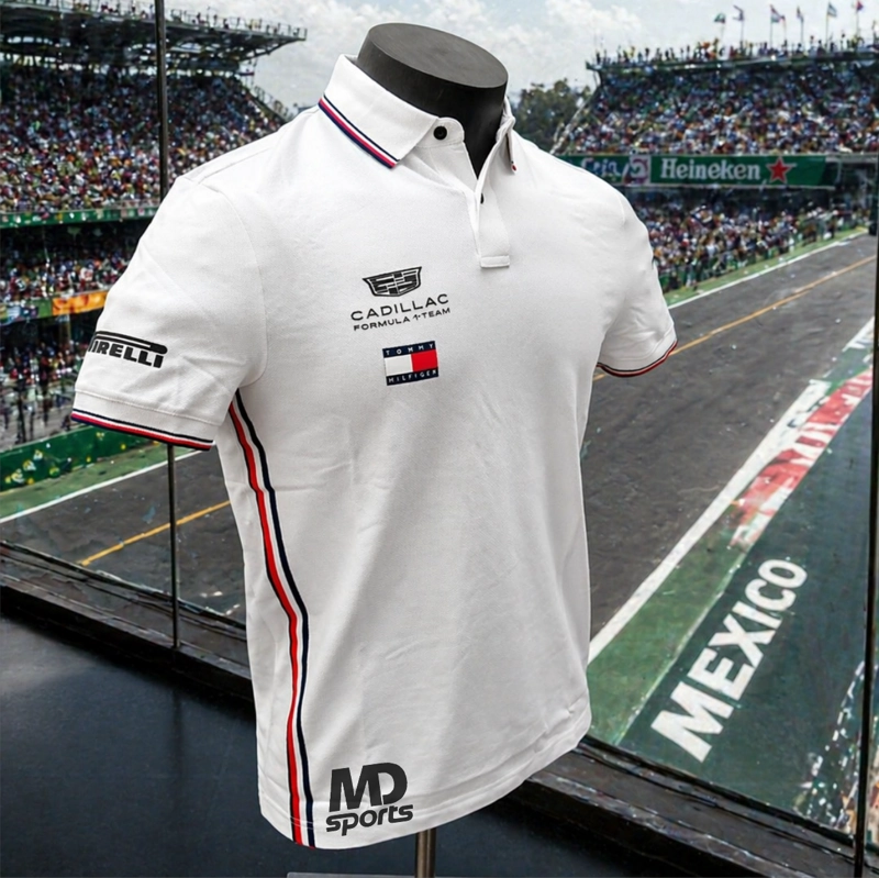 POLERA POLO TOMMY HILFIGER CADILLAC F1 TEAM CHECO PEREZ OFICIAL 2026 BLANCO - 3