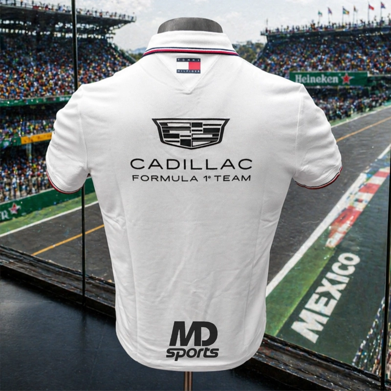 POLERA POLO TOMMY HILFIGER CADILLAC F1 TEAM CHECO PEREZ OFICIAL 2026 BLANCO - 4