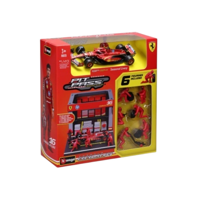 SET PIT-STOP FERRARI SF-24 16 CHARLES LECLERC CAJA NORMAL BURAGO 1:43 - 1