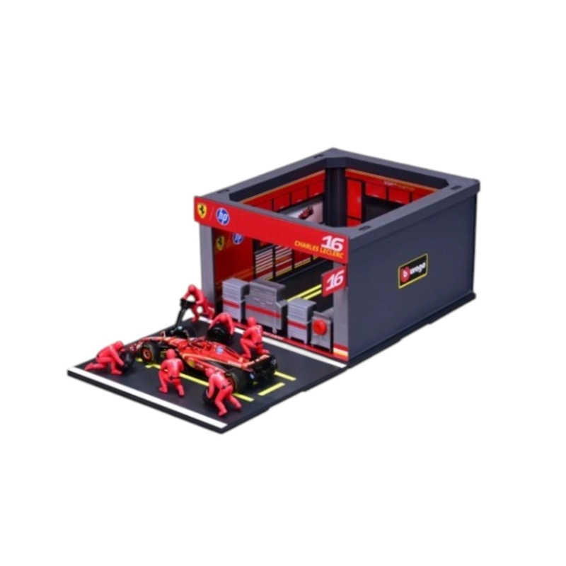 SET PIT-STOP FERRARI SF-24 16 CHARLES LECLERC CAJA NORMAL BURAGO 1:43 - 3