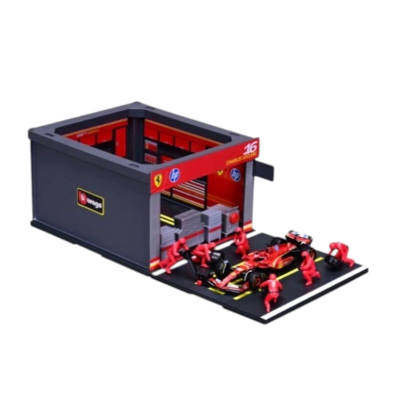 SET PIT-STOP FERRARI SF-24 16 CHARLES LECLERC CAJA NORMAL BURAGO 1:43 - 4