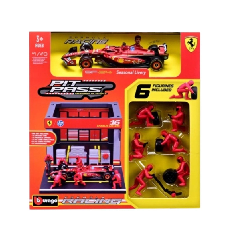 SET PIT-STOP FERRARI SF-24 16 CHARLES LECLERC CAJA NORMAL BURAGO 1:43 - 6
