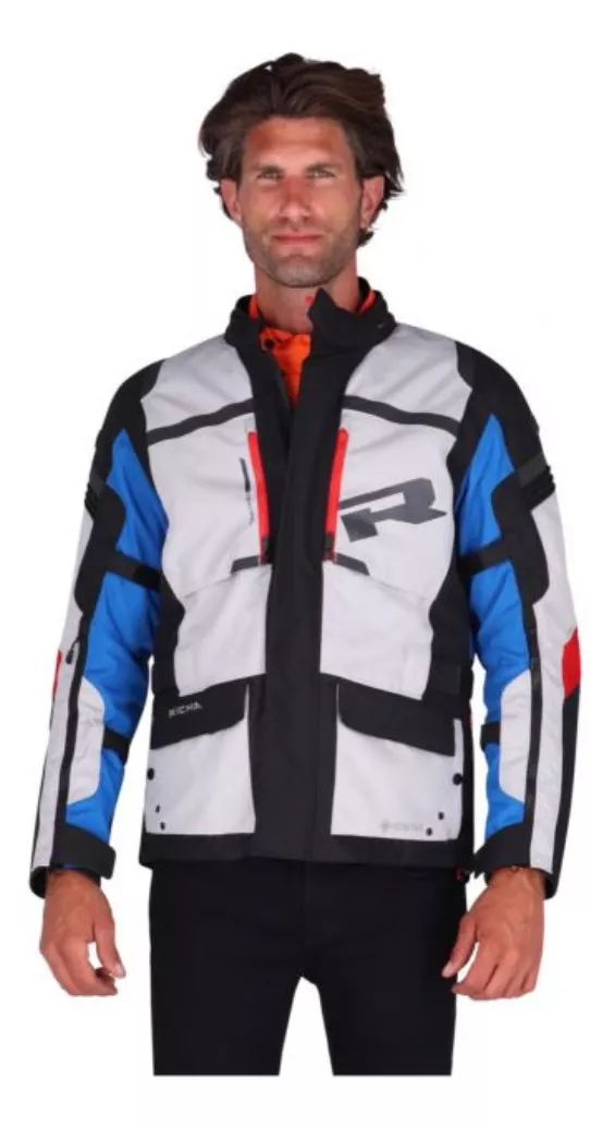 CHAQUETA PARA MOTO RICHA BRUTUS GORE-TEX GRIS/AZUL/ROJA - 3