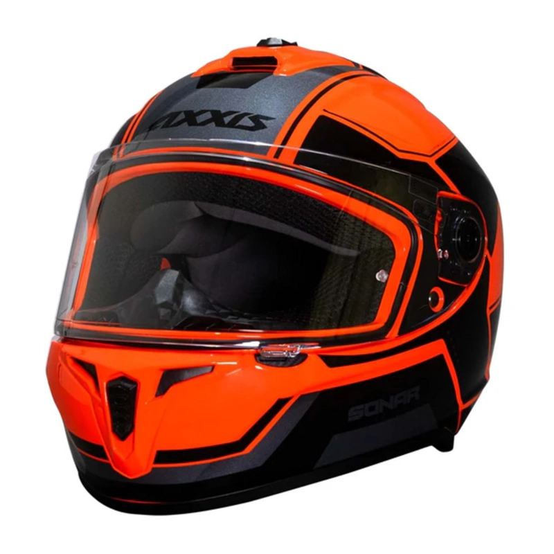 CASCO PARA MOTO AXXIS FF112C DRAKEN S SONAR C5 ROJO FLUOR BRILLO - 1